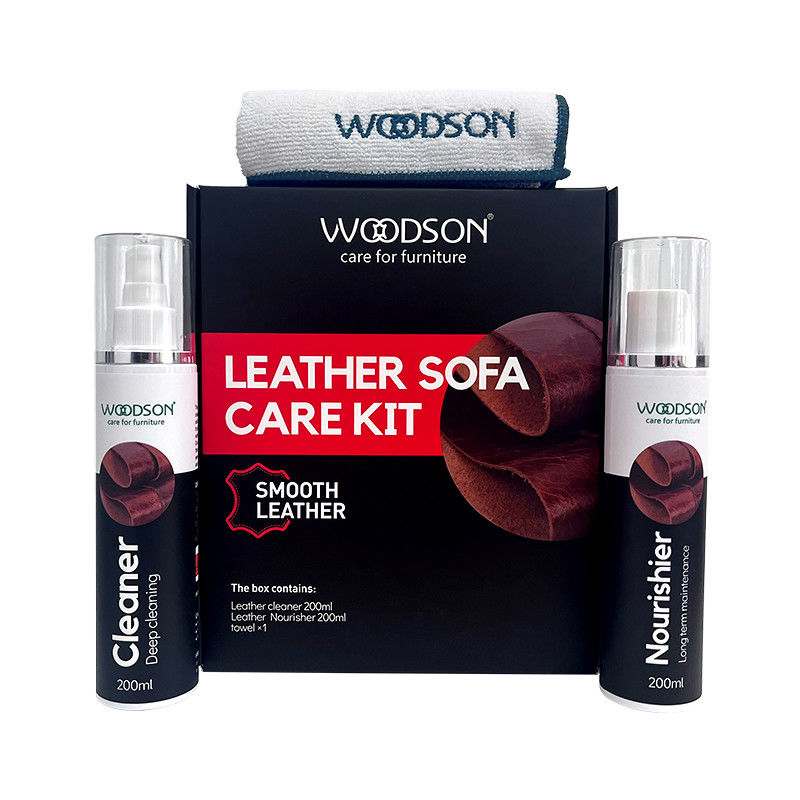 Smooth Leather Sofa Care Kit Leather Cleaner and Nourisher Premium Smooth Leather Furniture Cleaning Kit Complete Care for Smooth Leather Sofas, Chairs, and Upholstery